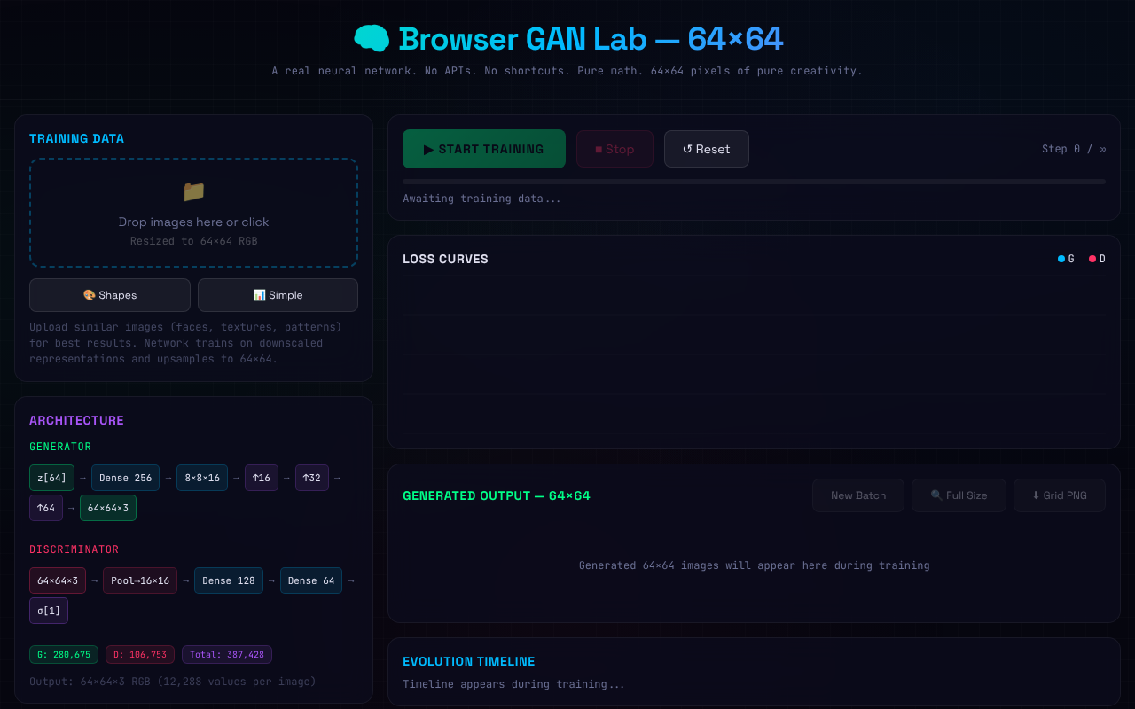 Browser GAN Lab screenshot