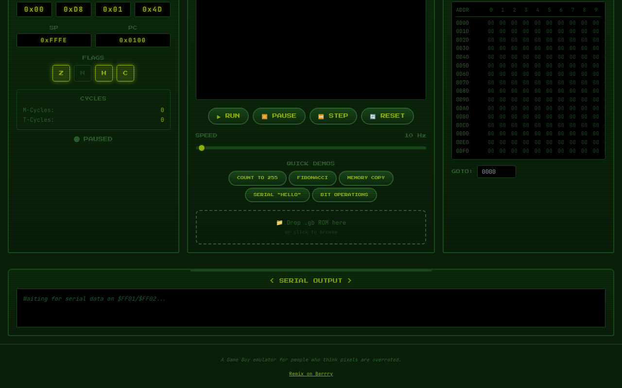 GB CPU Emulator screenshot