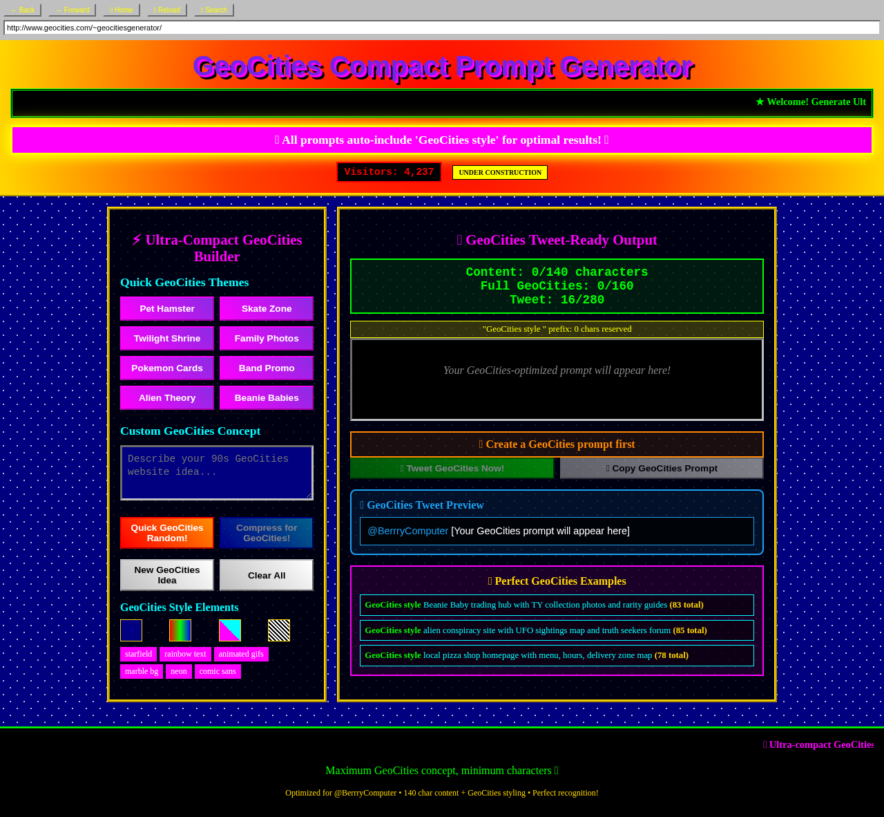 GeoCities Prompt Ninja screenshot