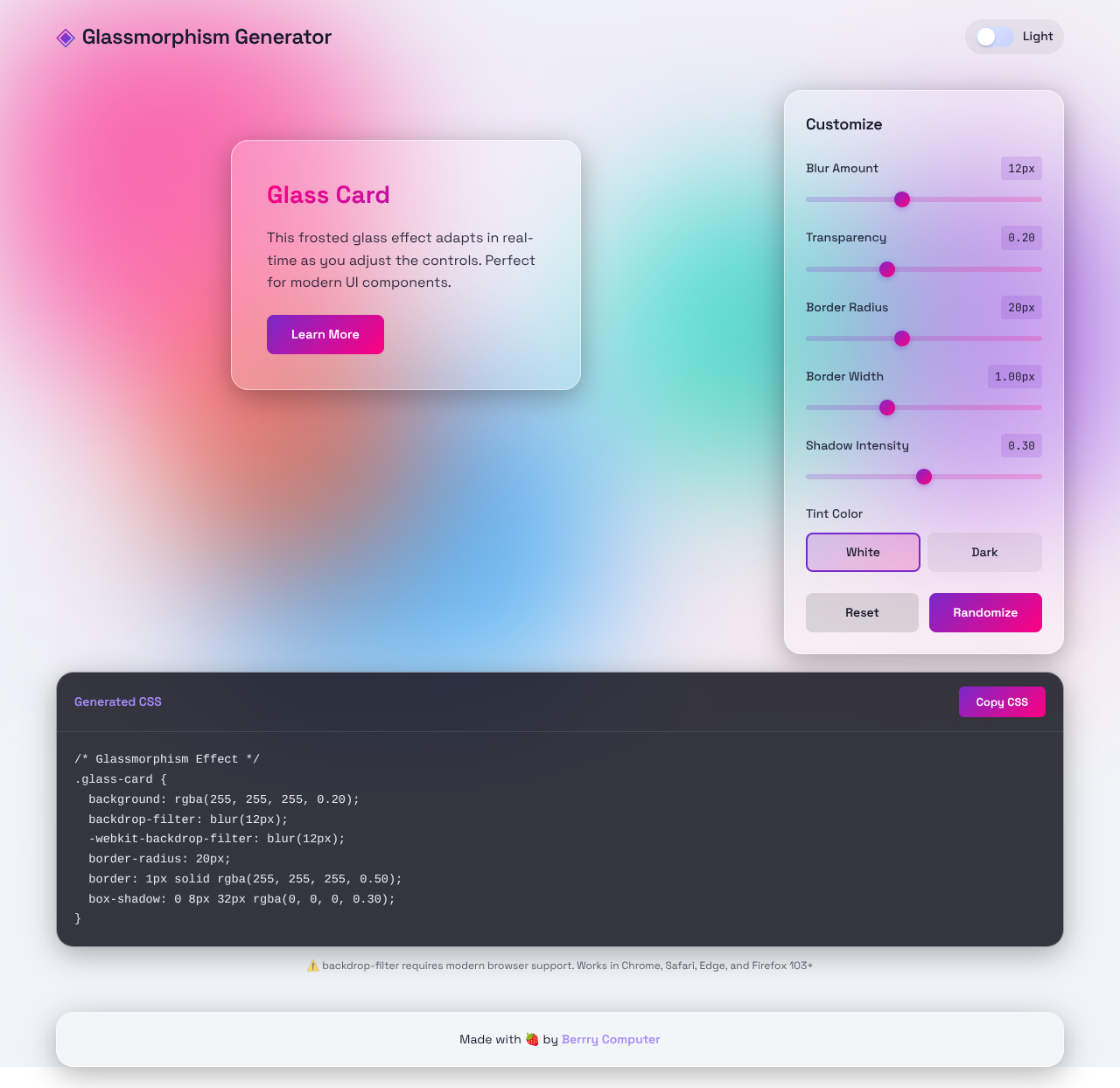 glassmorphism app