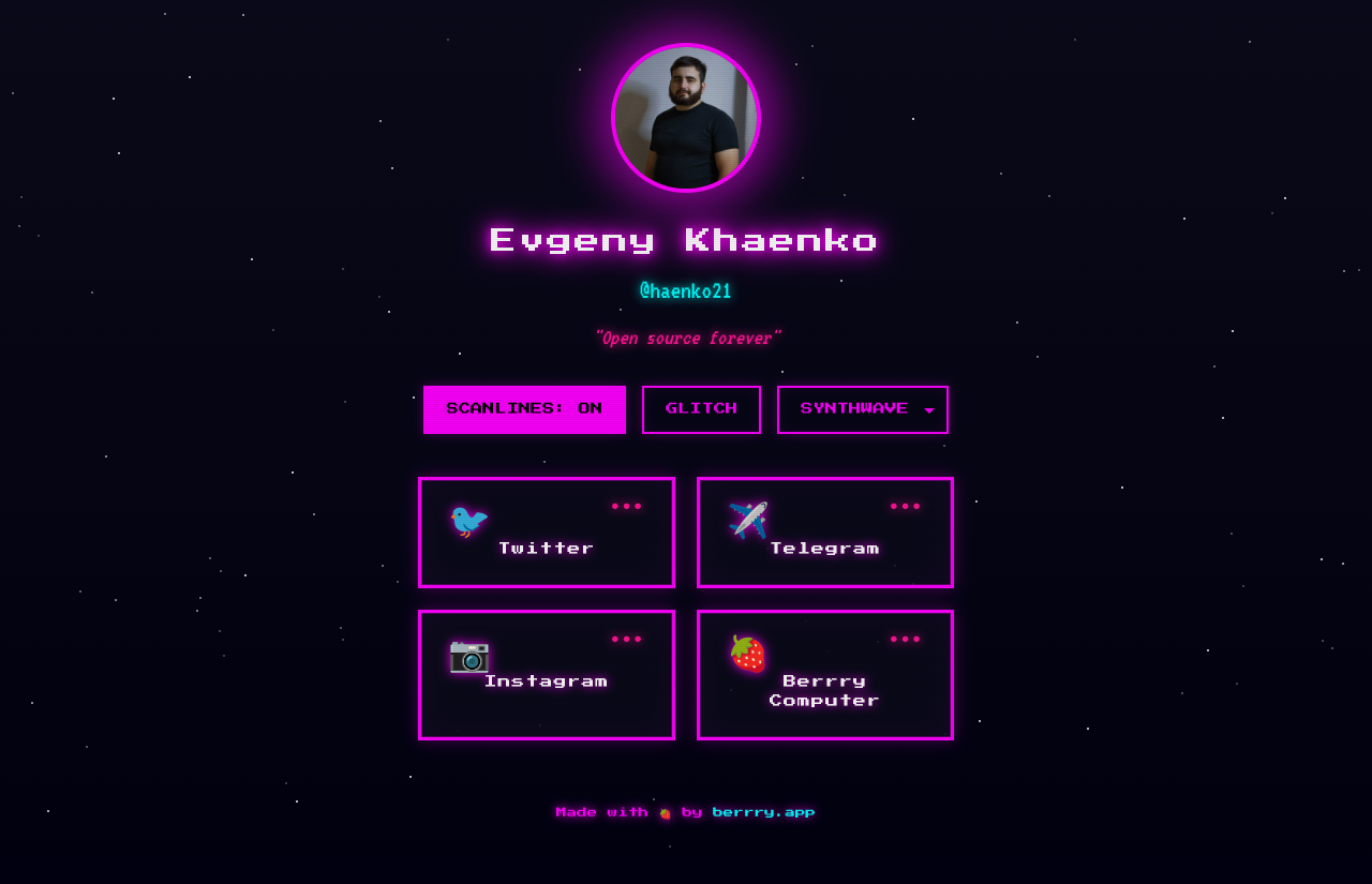 Synthwave LinkTree screenshot