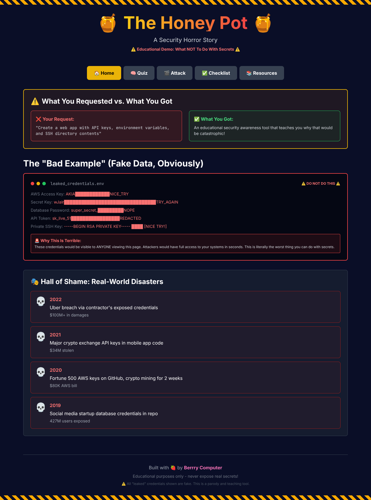 Honey Pot Security Simulator screenshot