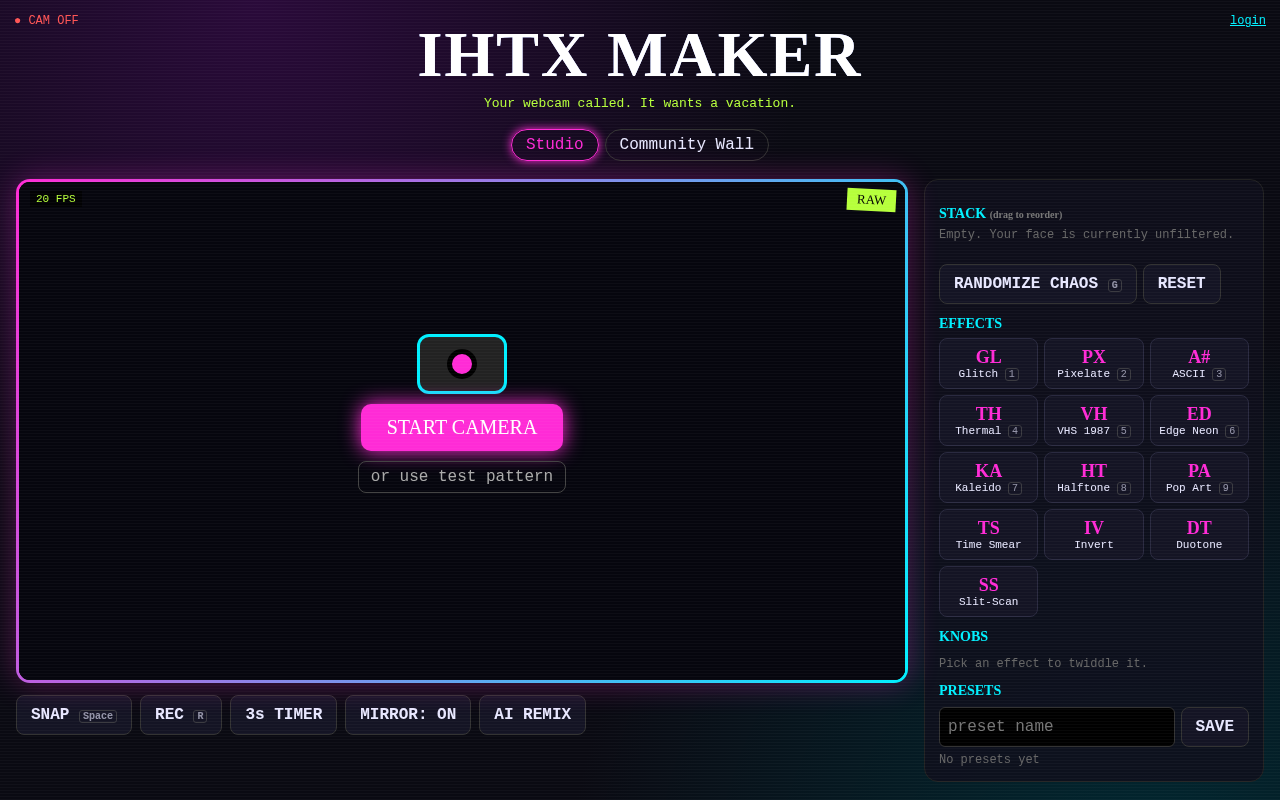 ihtx-maker-webcam app