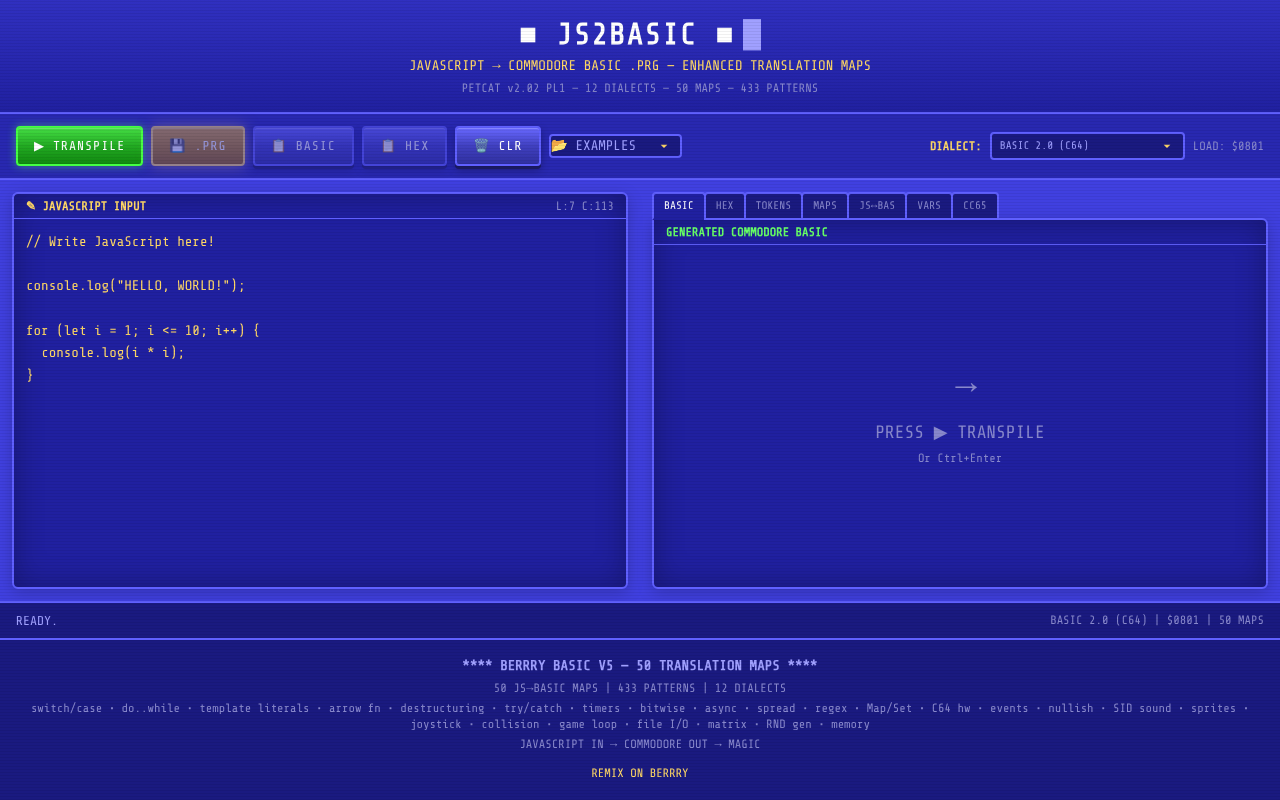 JS2BASIC screenshot
