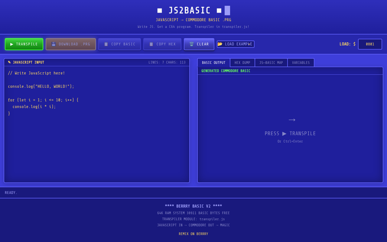 JS2BASIC screenshot