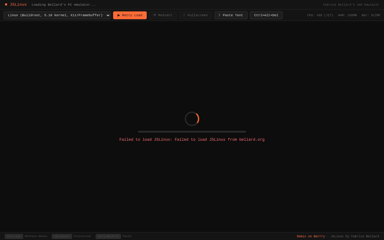 JSLinux (Bellard's x86 Emulator) screenshot