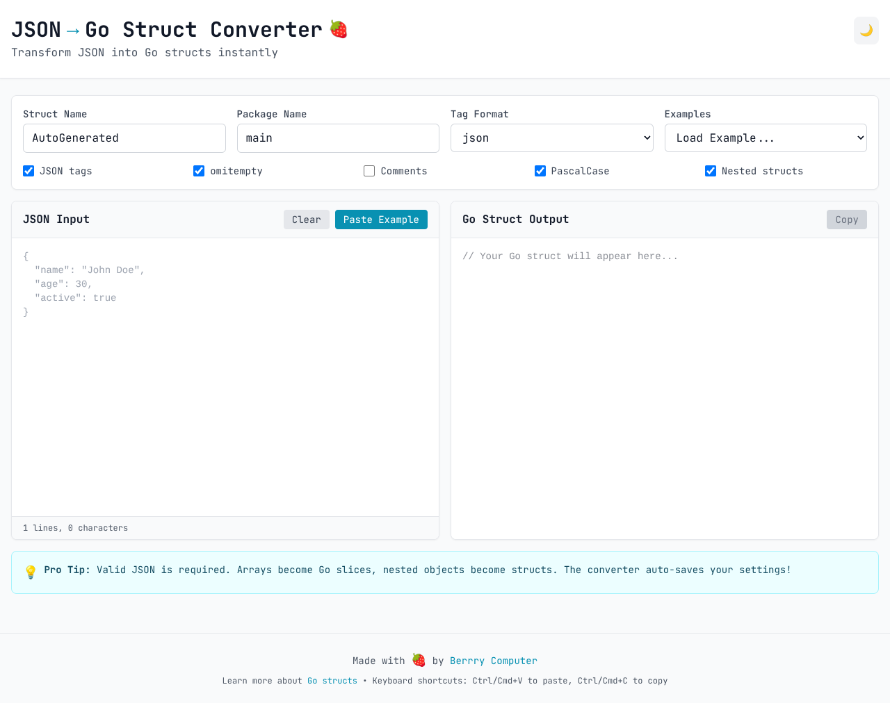 json2go app