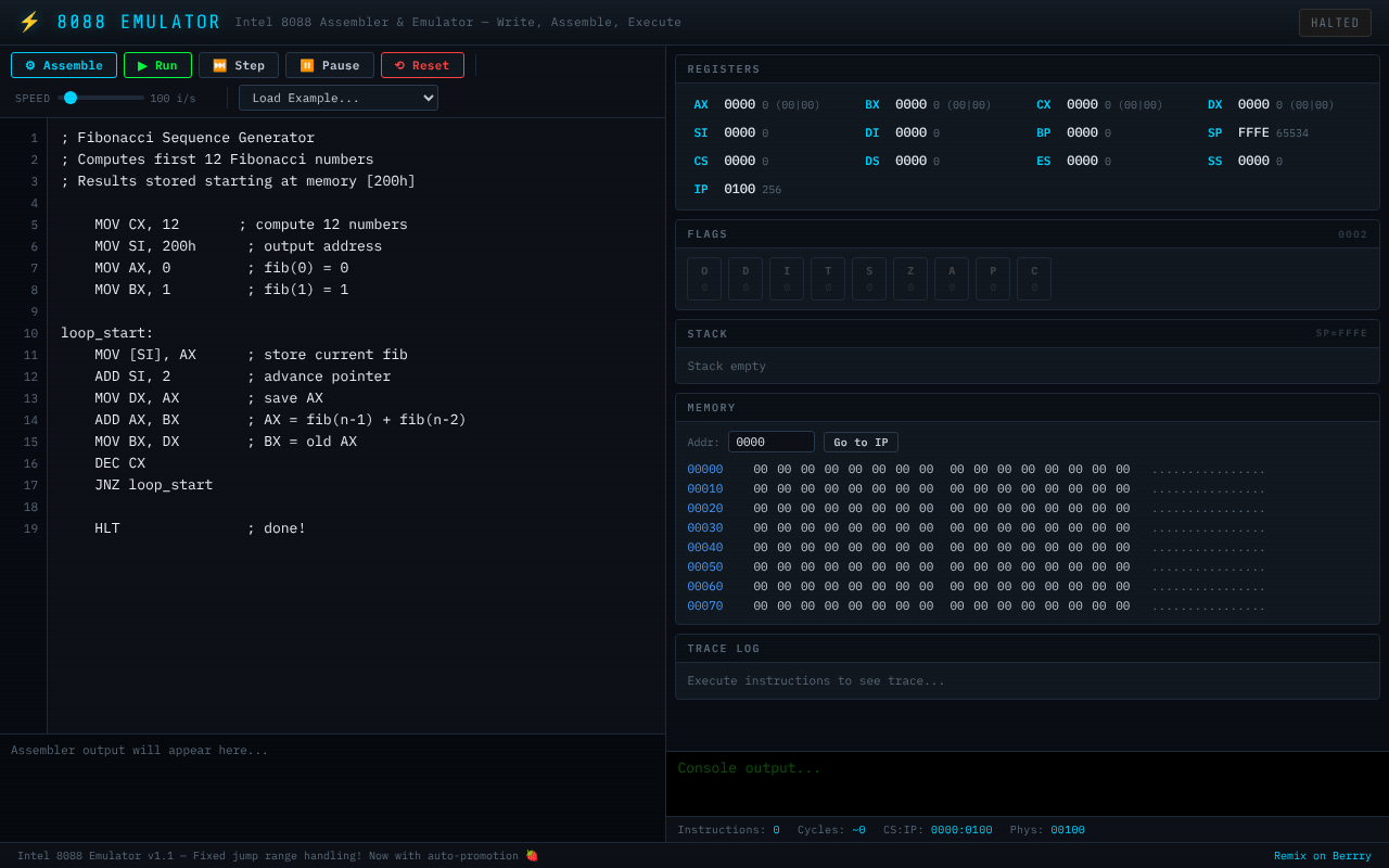 8088 Emulator screenshot