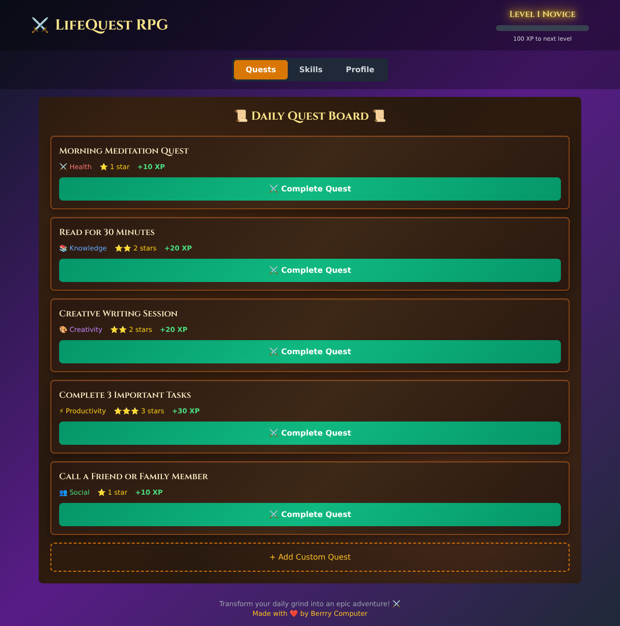 lifequestrrpg app