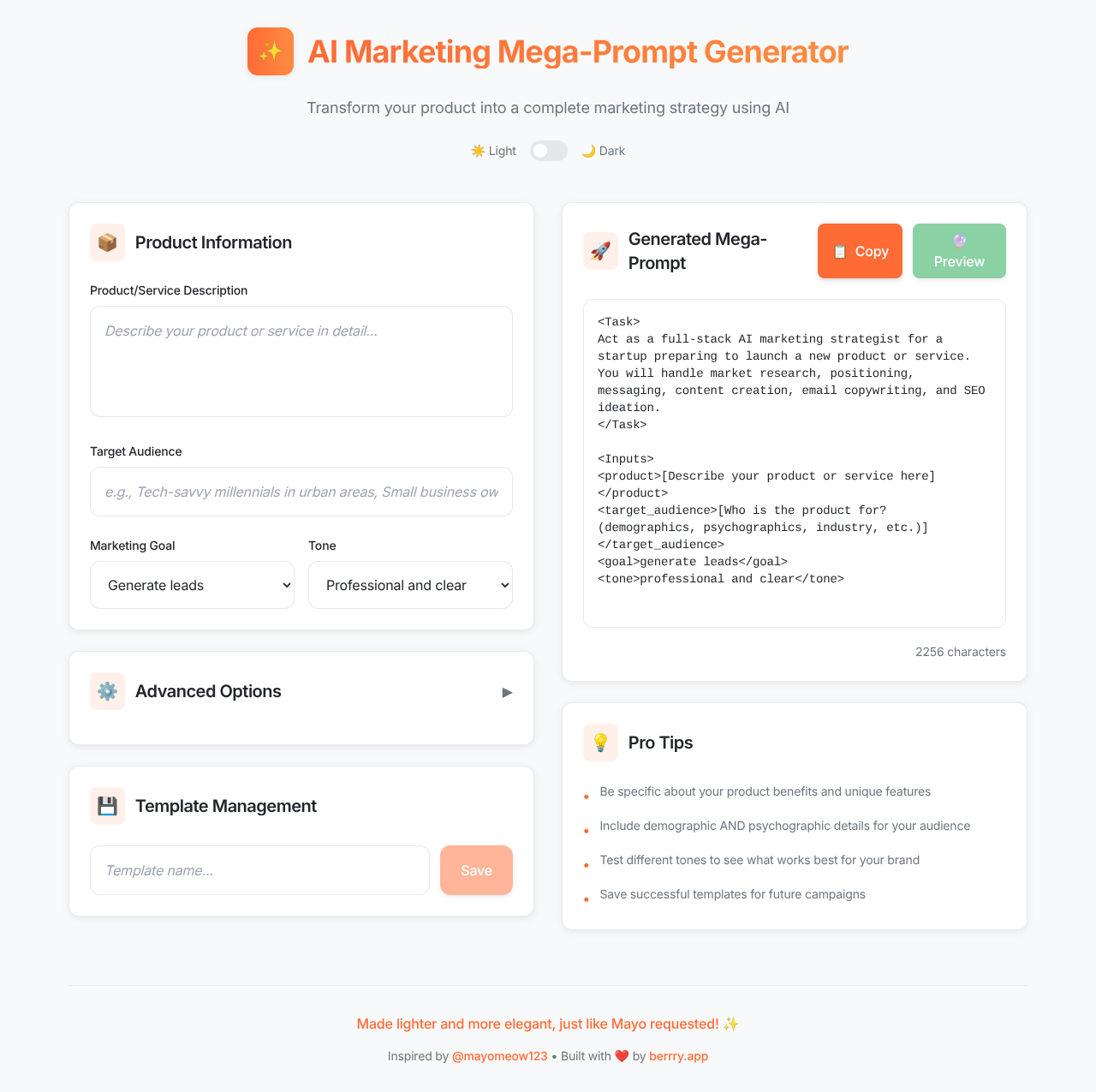 Marketing Mega-Prompt screenshot