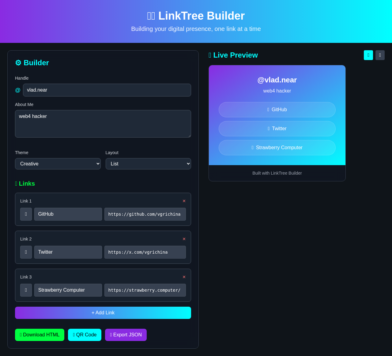 linktree-builder app