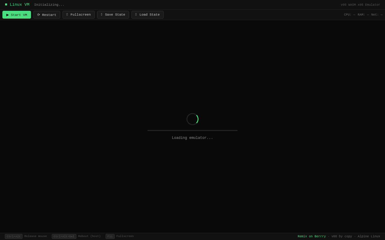 Linux VM (v86) screenshot