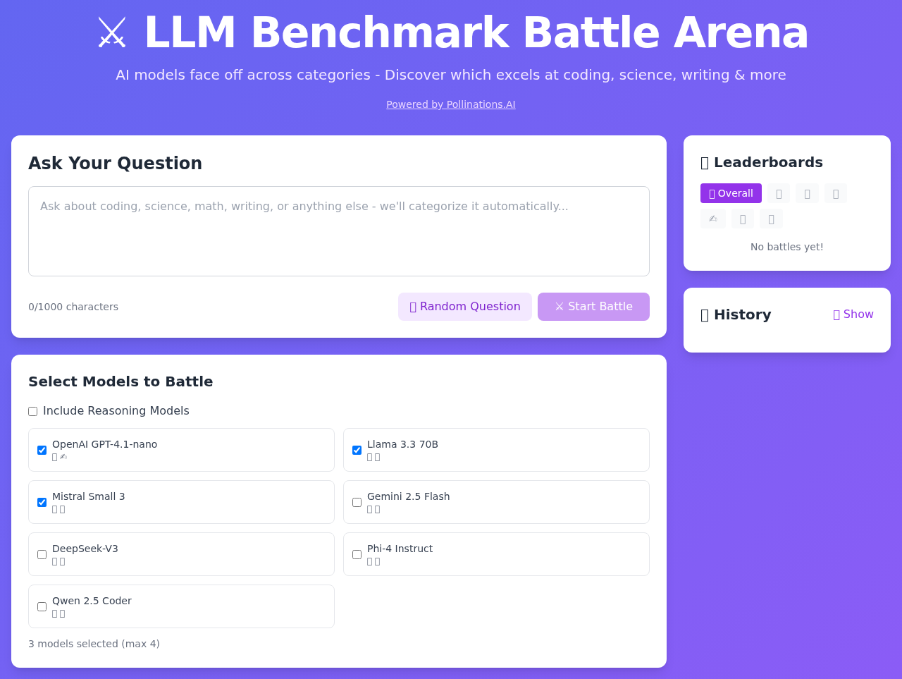 LLM Battle Arena screenshot