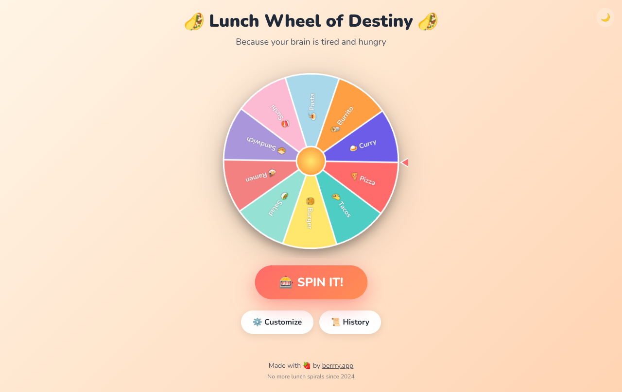 lunchwheeldestiny app
