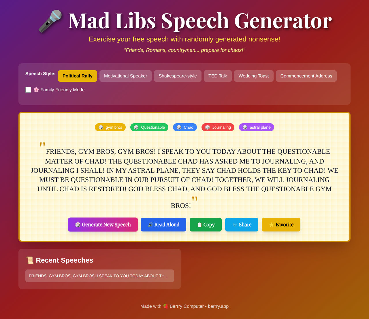 madlibspeech app