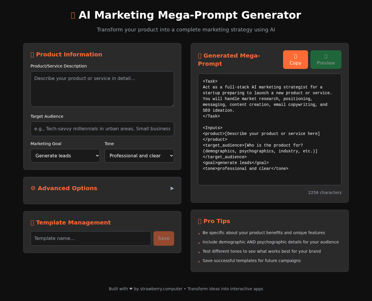 Marketing Prompt Forge screenshot