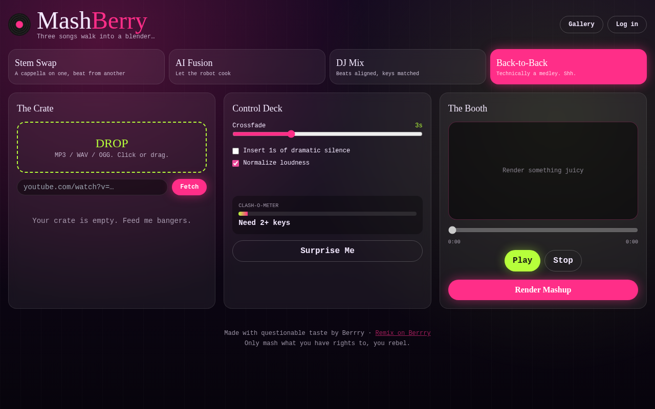 mashberry-three-way-song app
