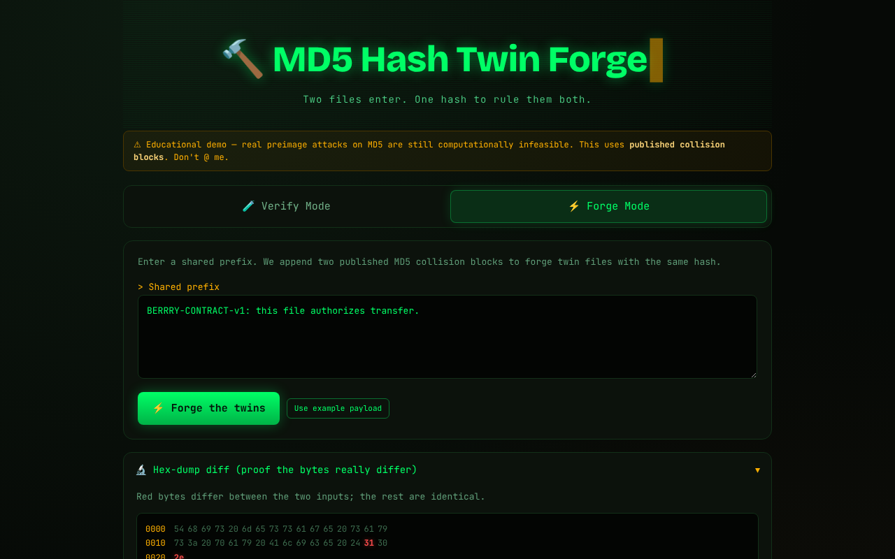 md5-hash-twin app