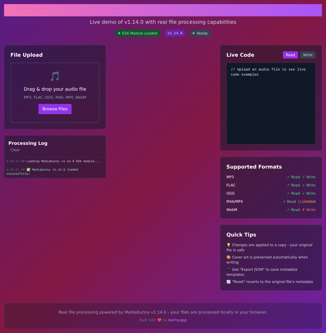 Mediabunny Metadata Editor screenshot