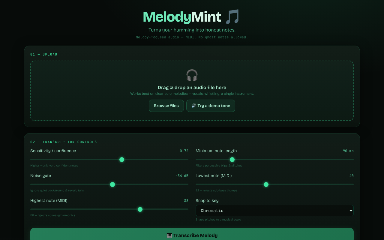 melodymint-smart-audio-to-midi app