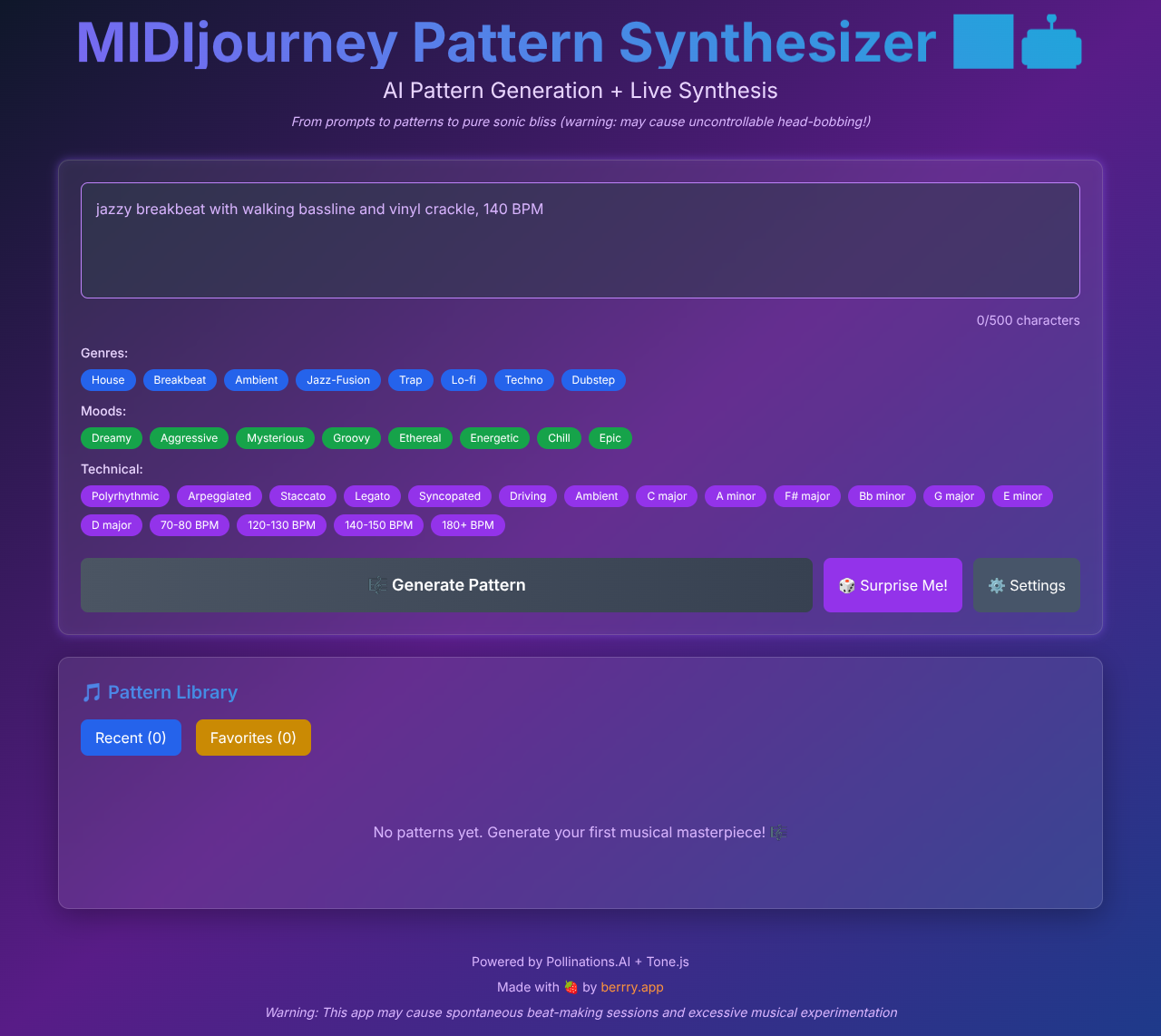 MIDIjourney Synthesizer screenshot