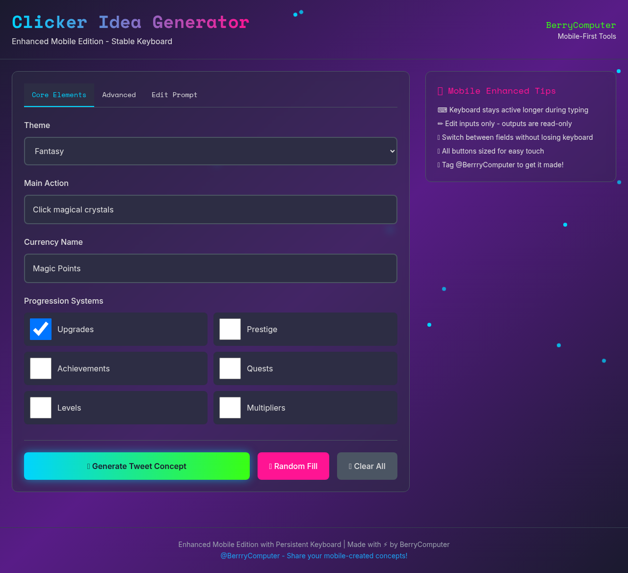 Clicker Concept Forge screenshot