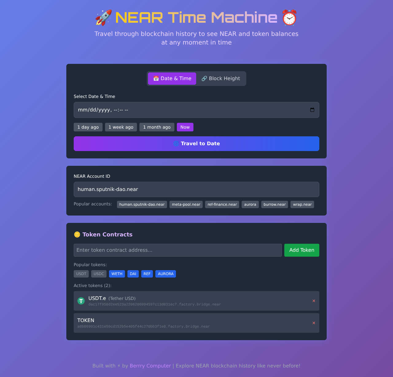 NEAR Time Machine screenshot
