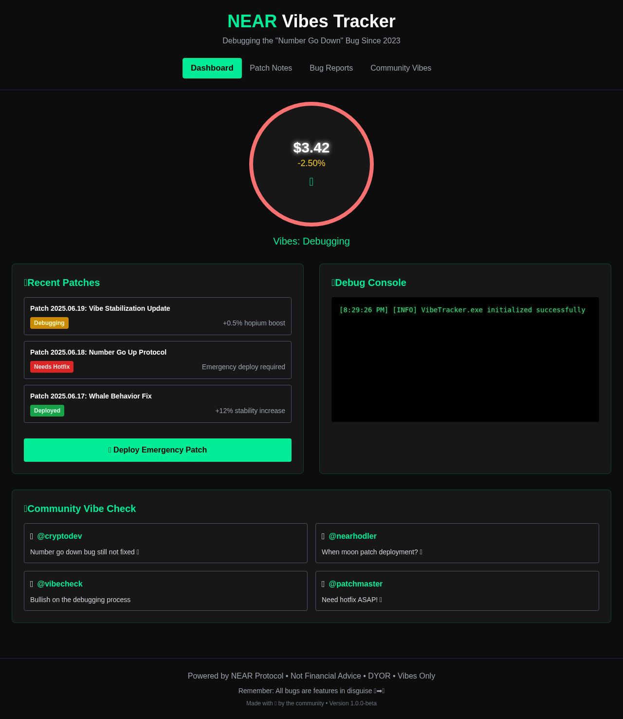 NEAR Vibes Tracker screenshot