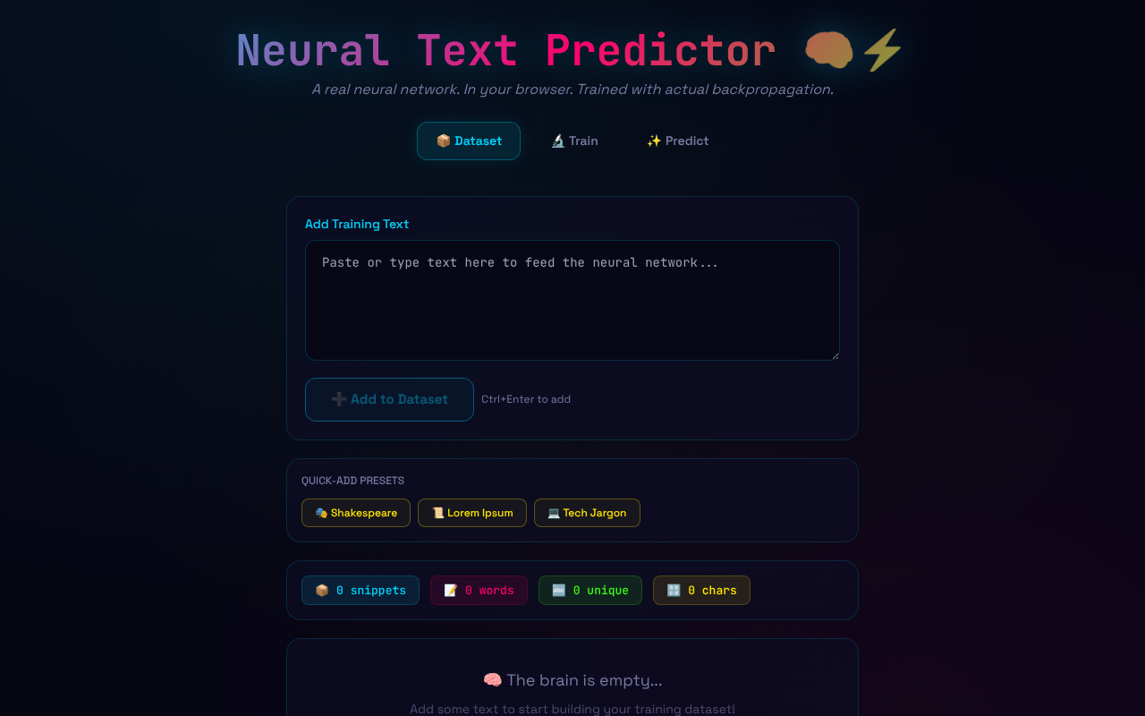 Neural Text Predictor screenshot