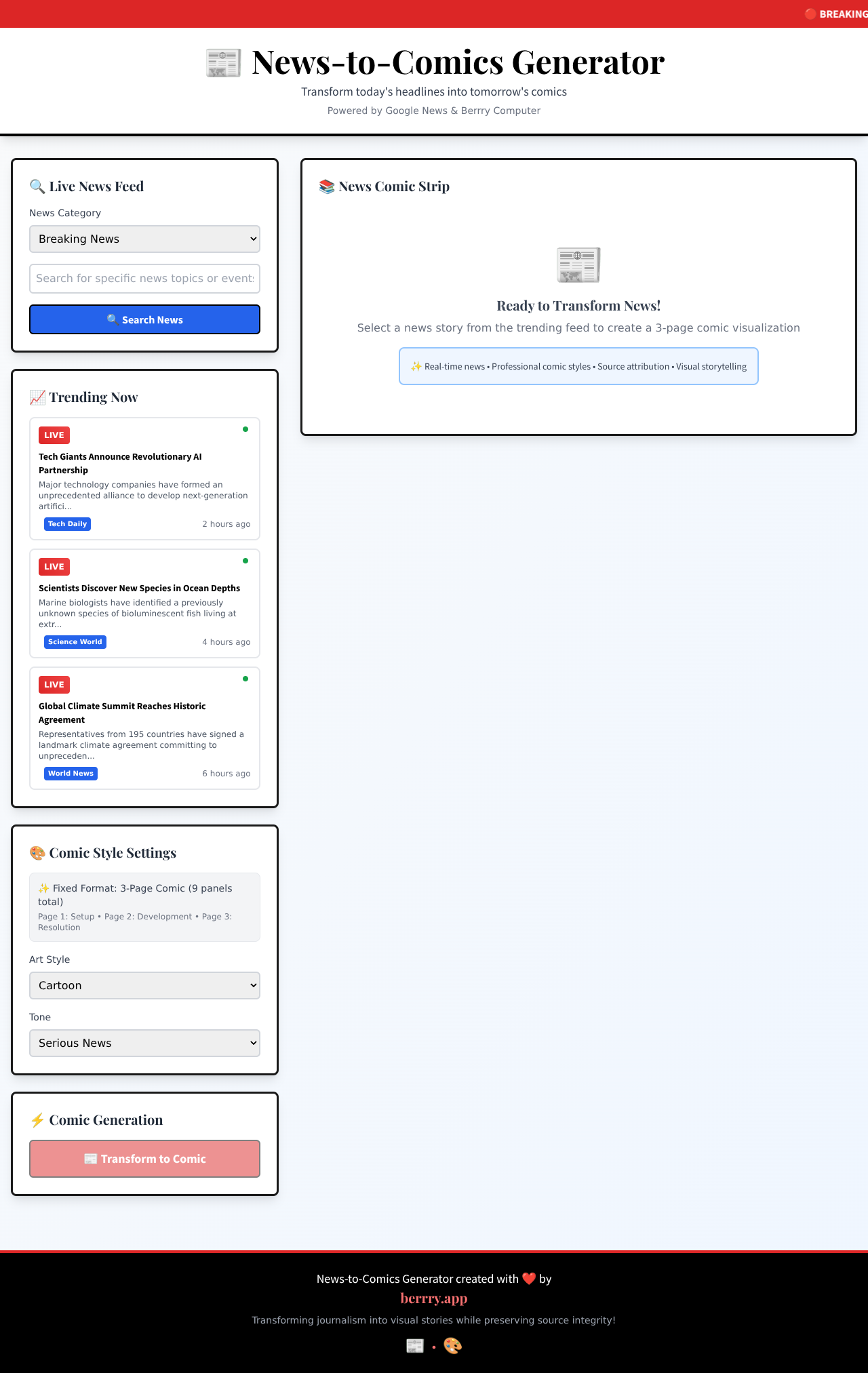 News Comic Generator screenshot