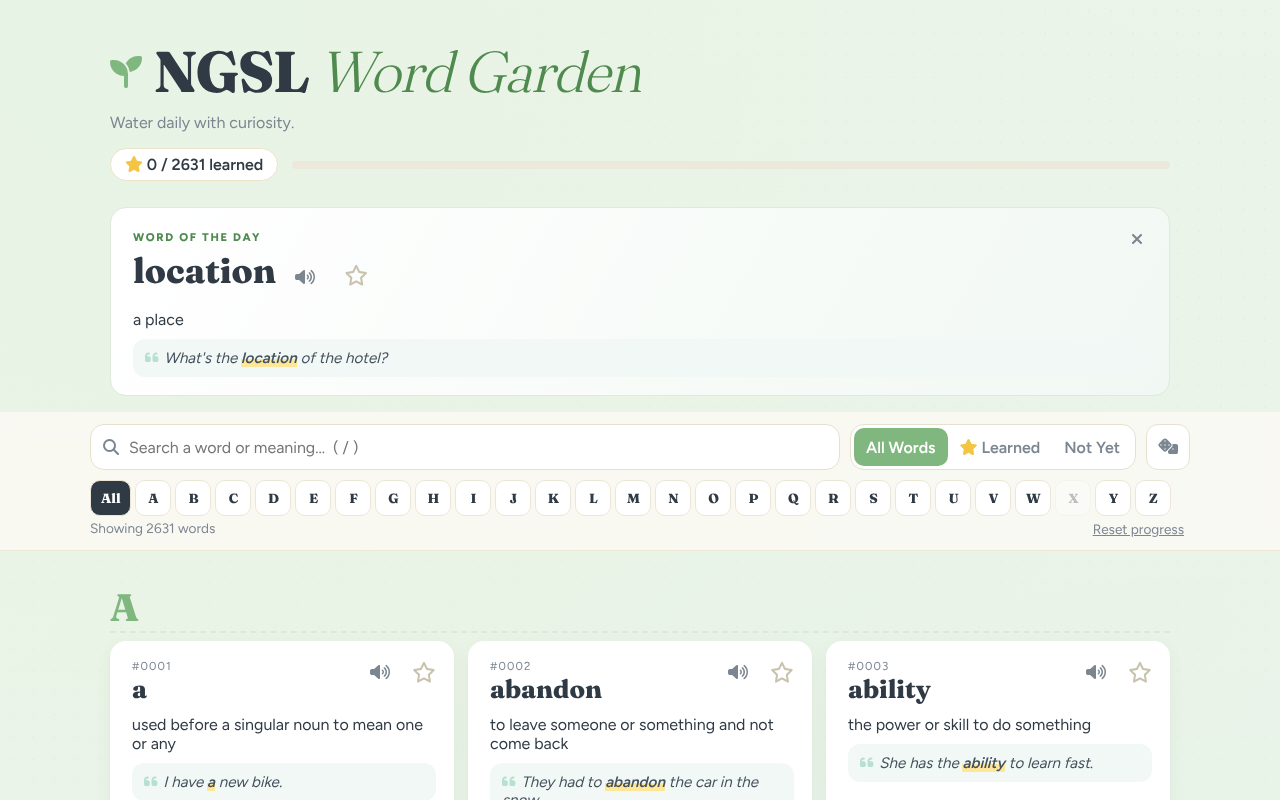 ngsl-word-garden app