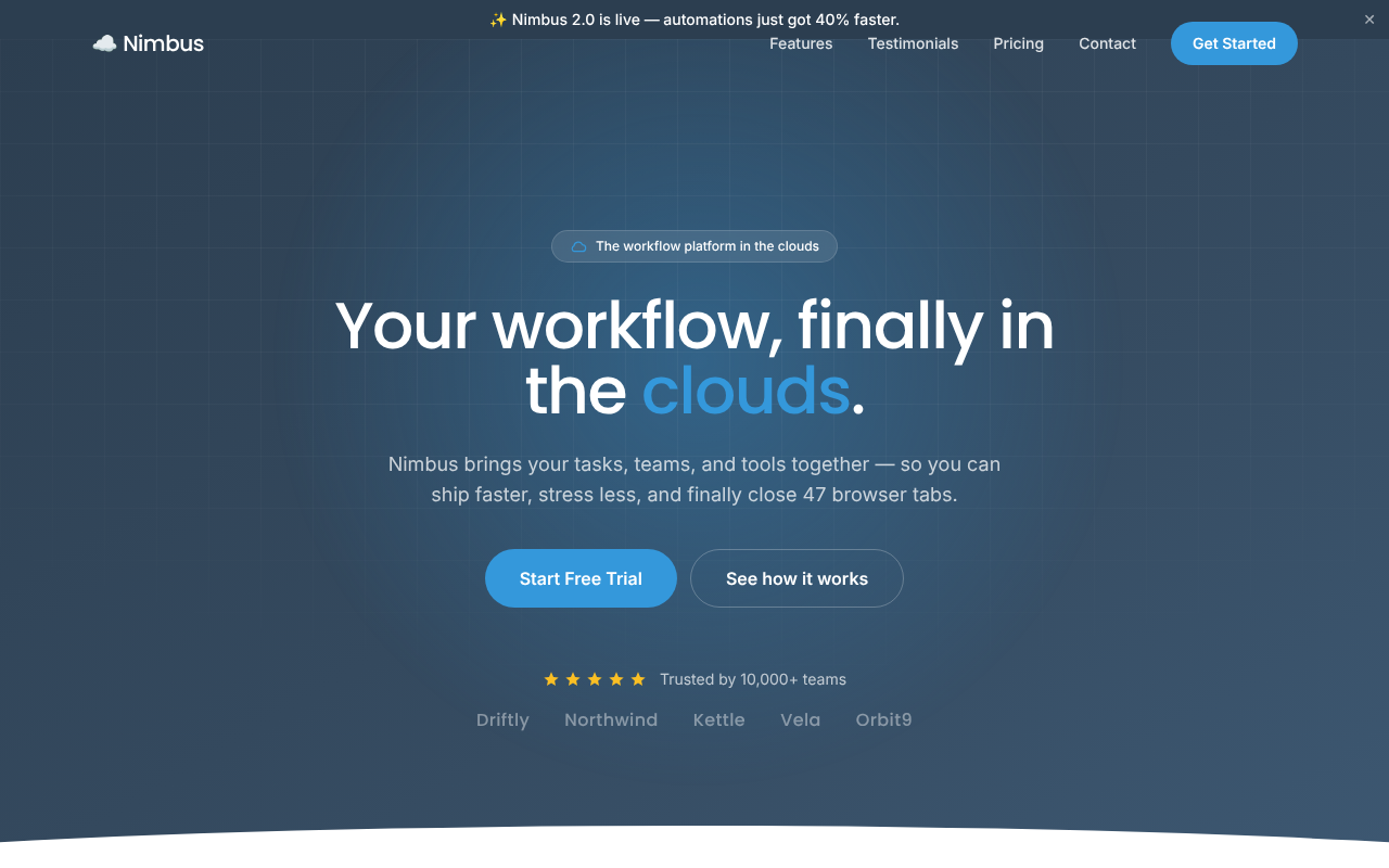 nimbus-sleek-one-page app