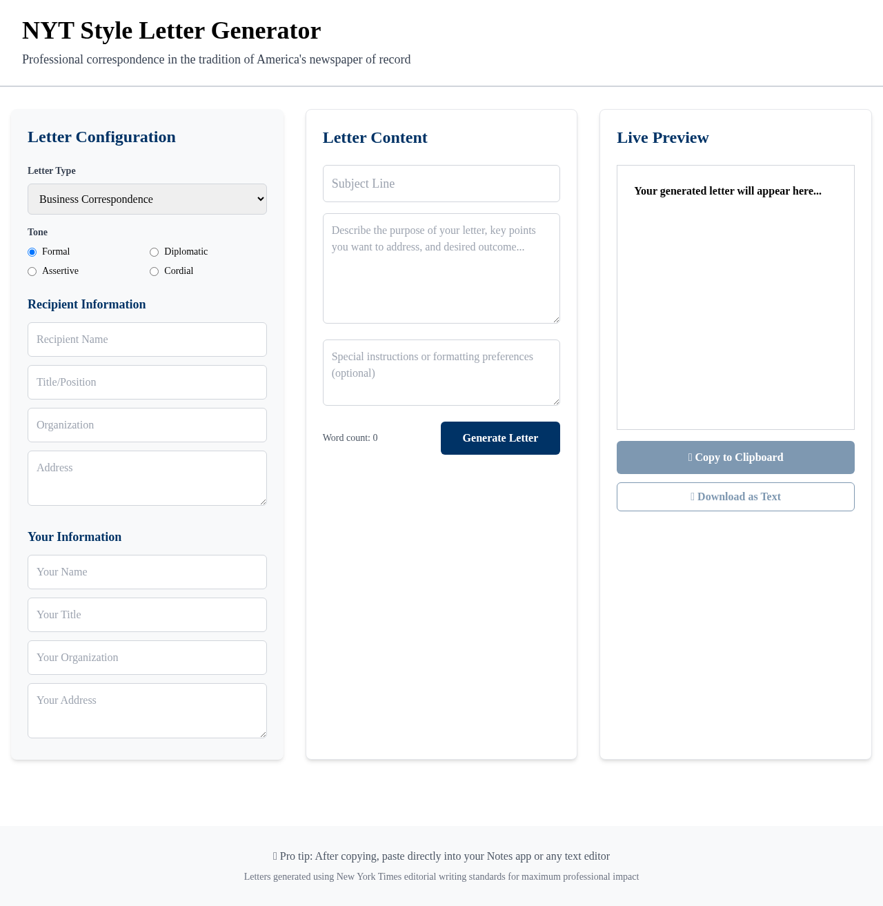 nytletter app