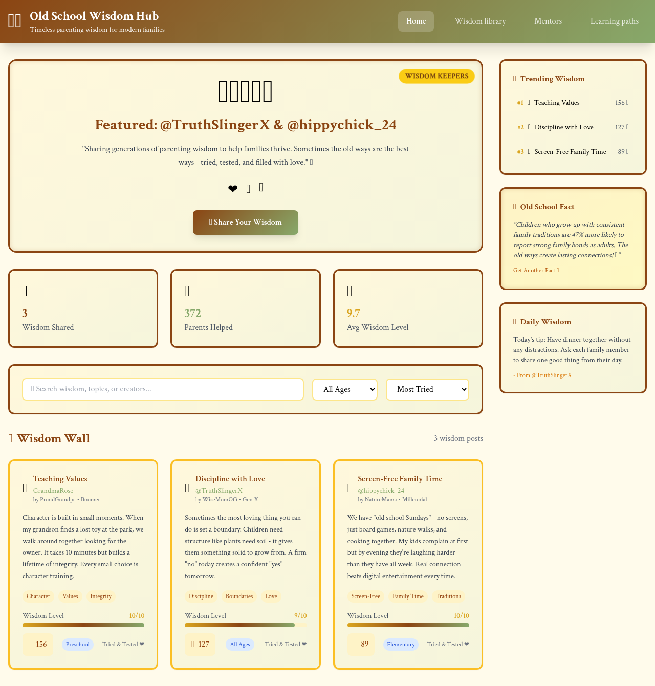 oldschoolparenting app