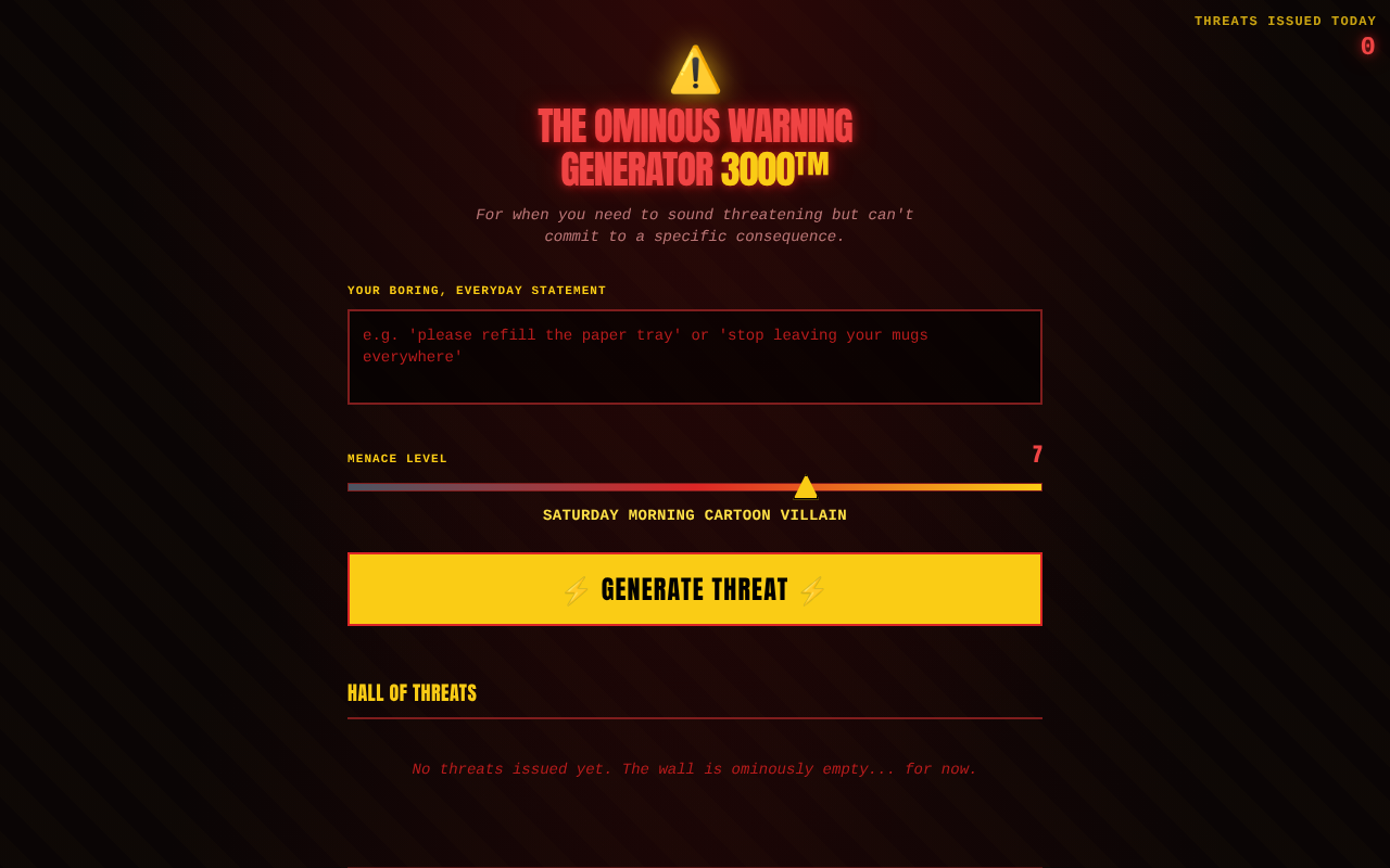 ominous-warning-generator app
