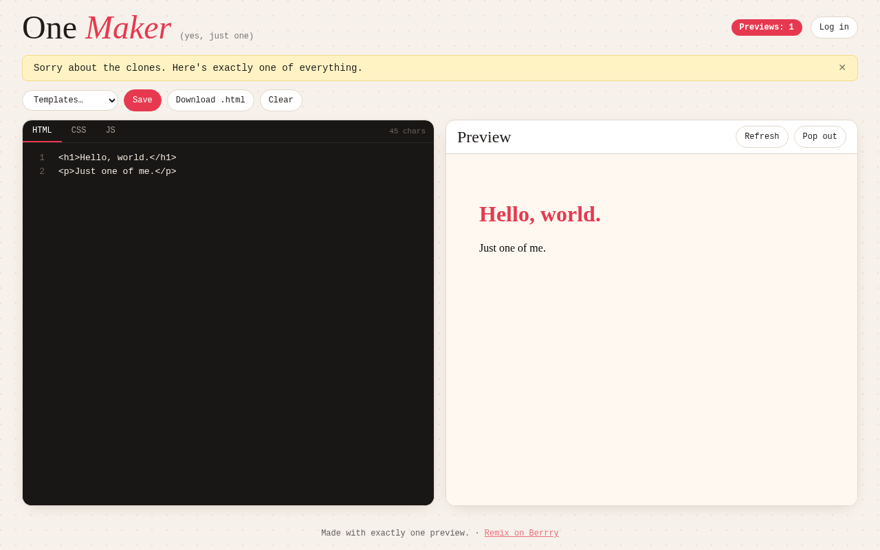 One Maker screenshot