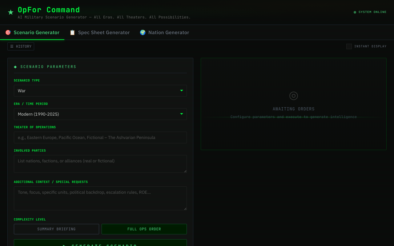 opfor-command app