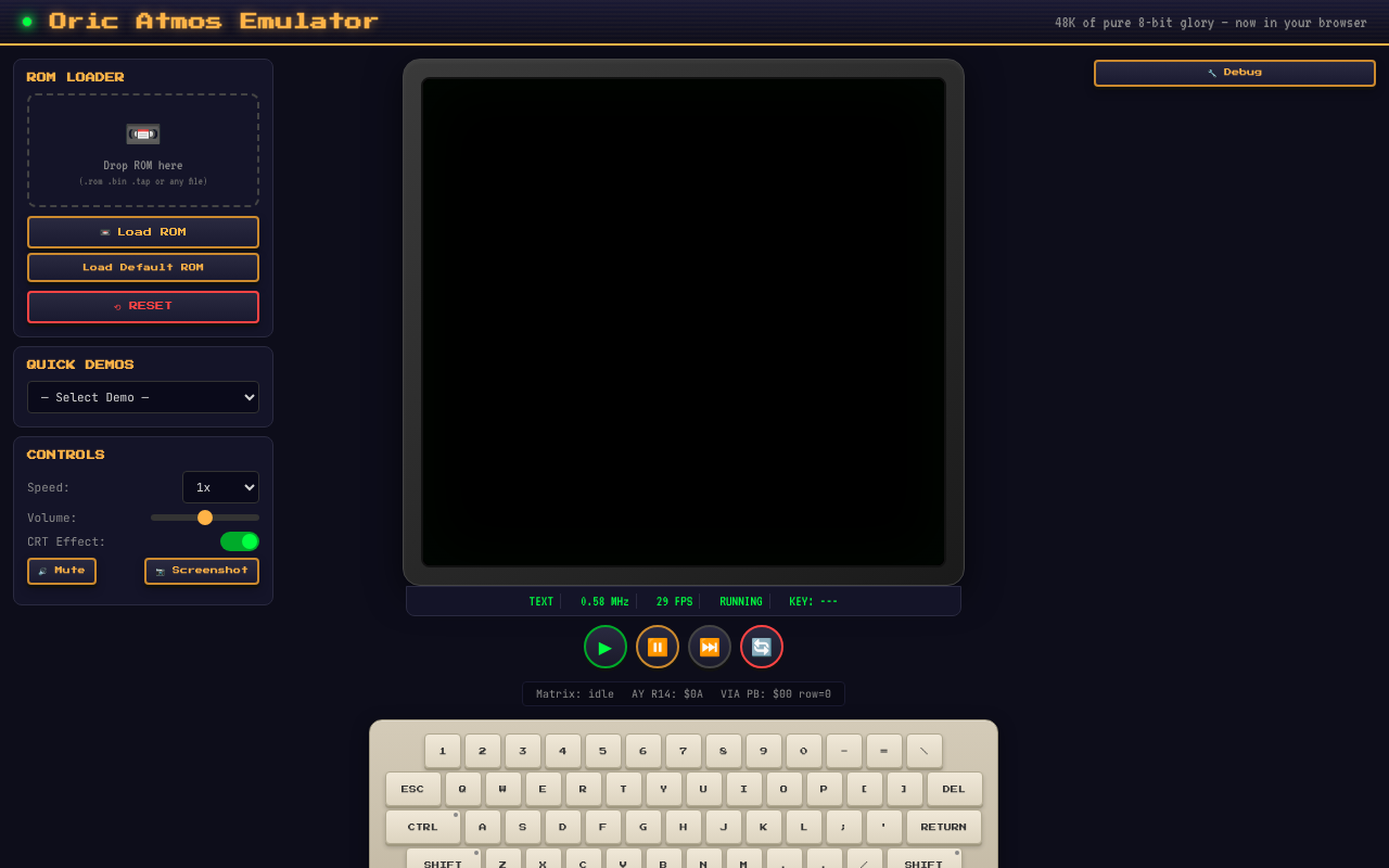 Oric Atmos Emulator screenshot