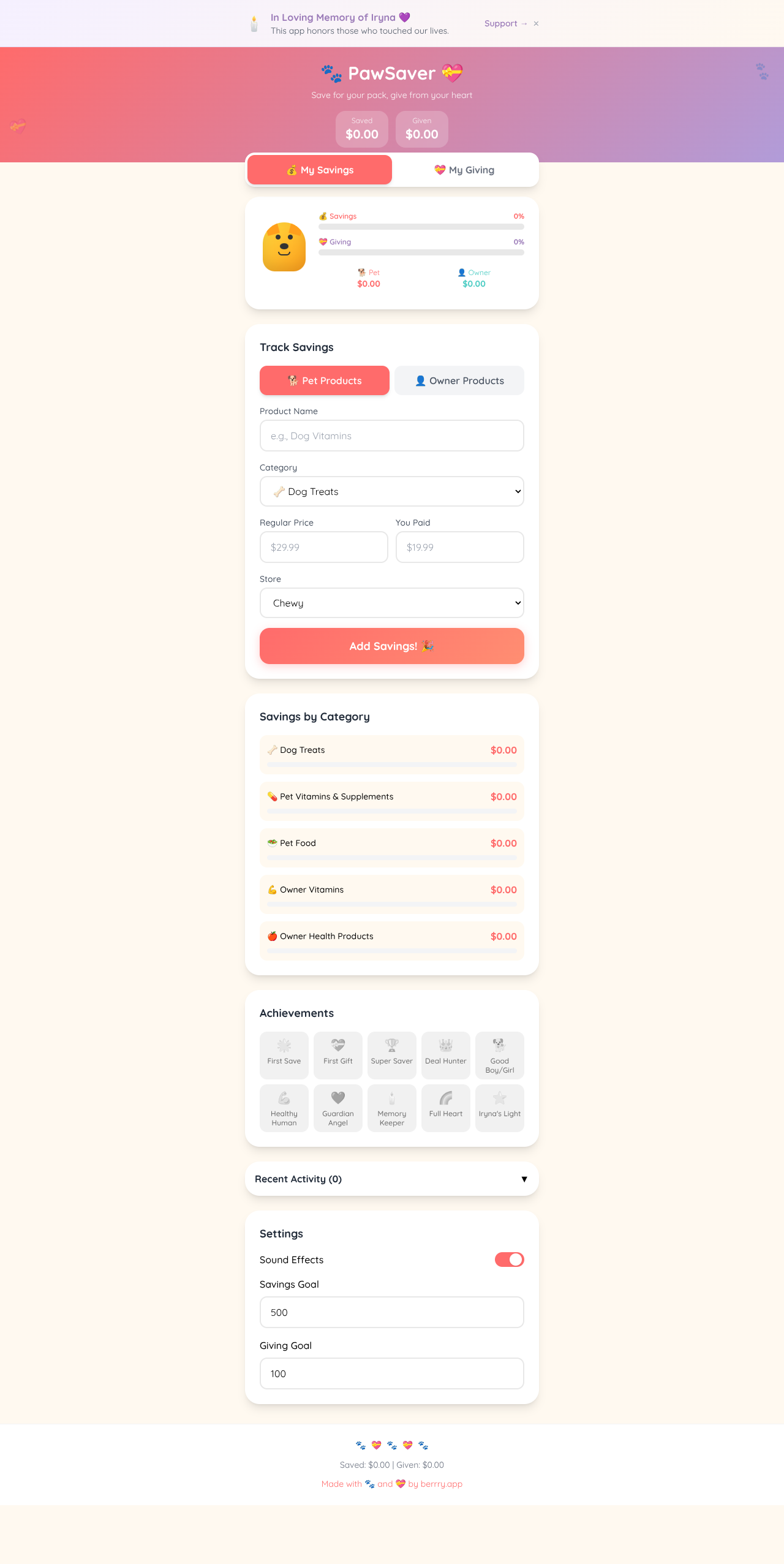 pawsaver-memorial app