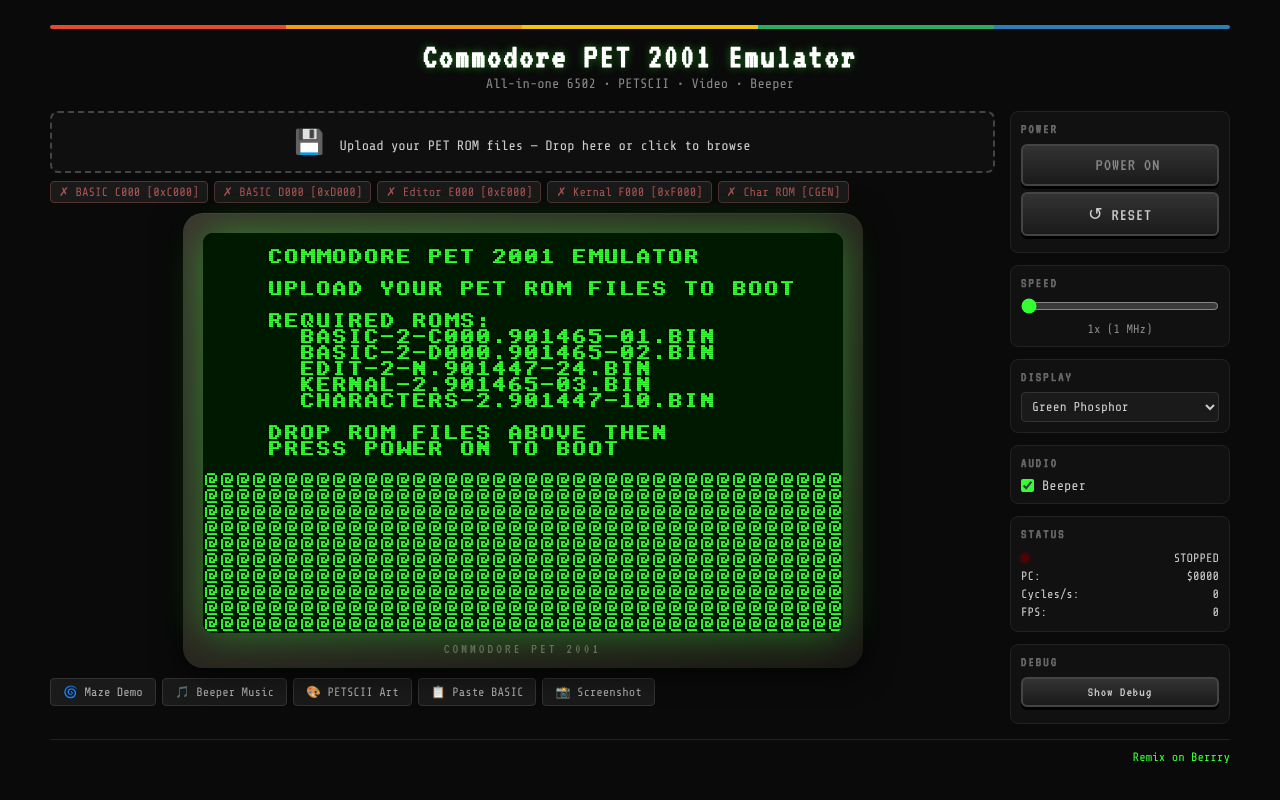 PET 2001 Emulator screenshot