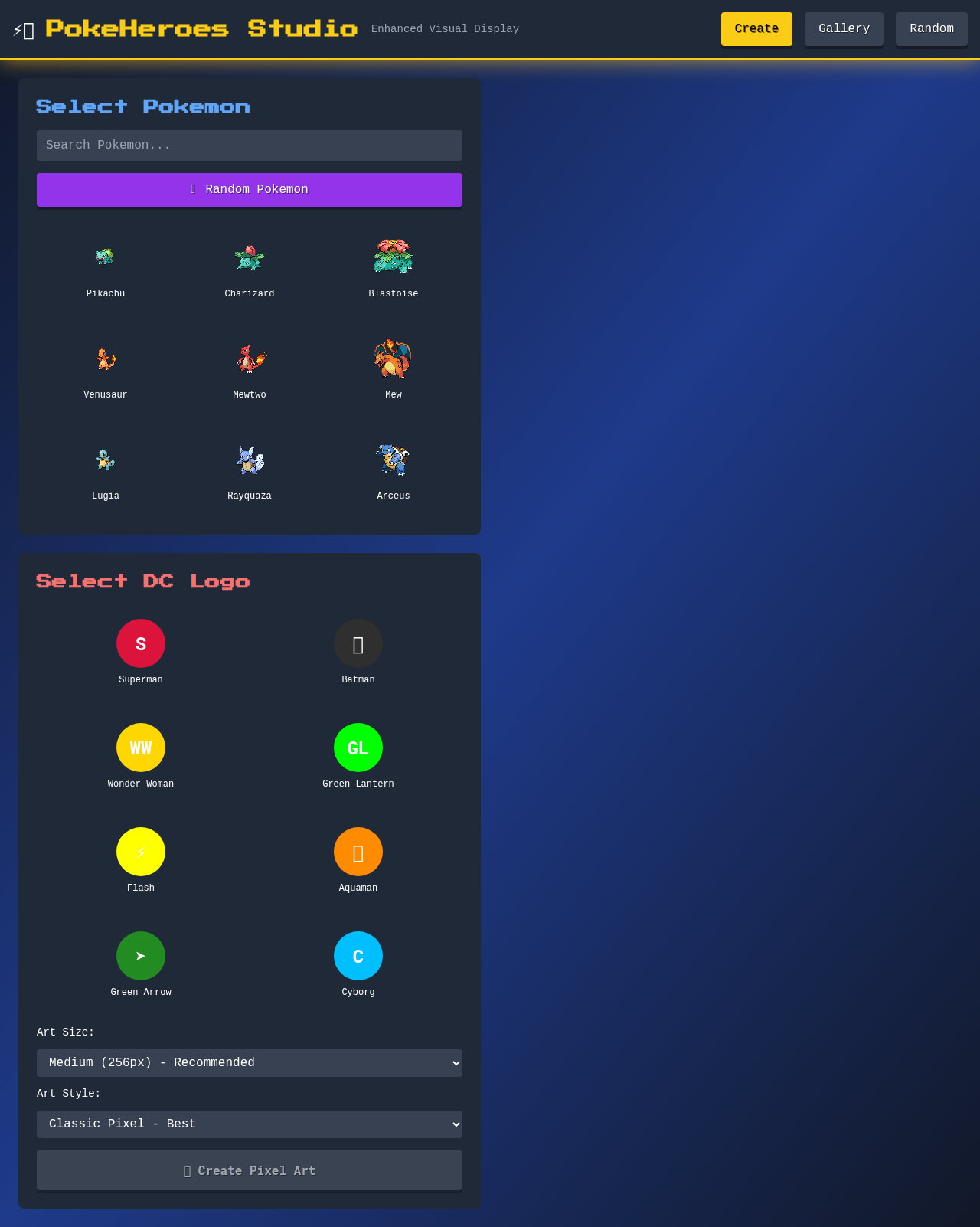 PokeHeroes Pixel Studio screenshot