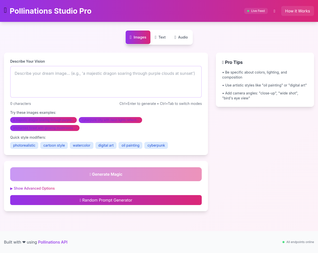 pollinations-studio-pro app