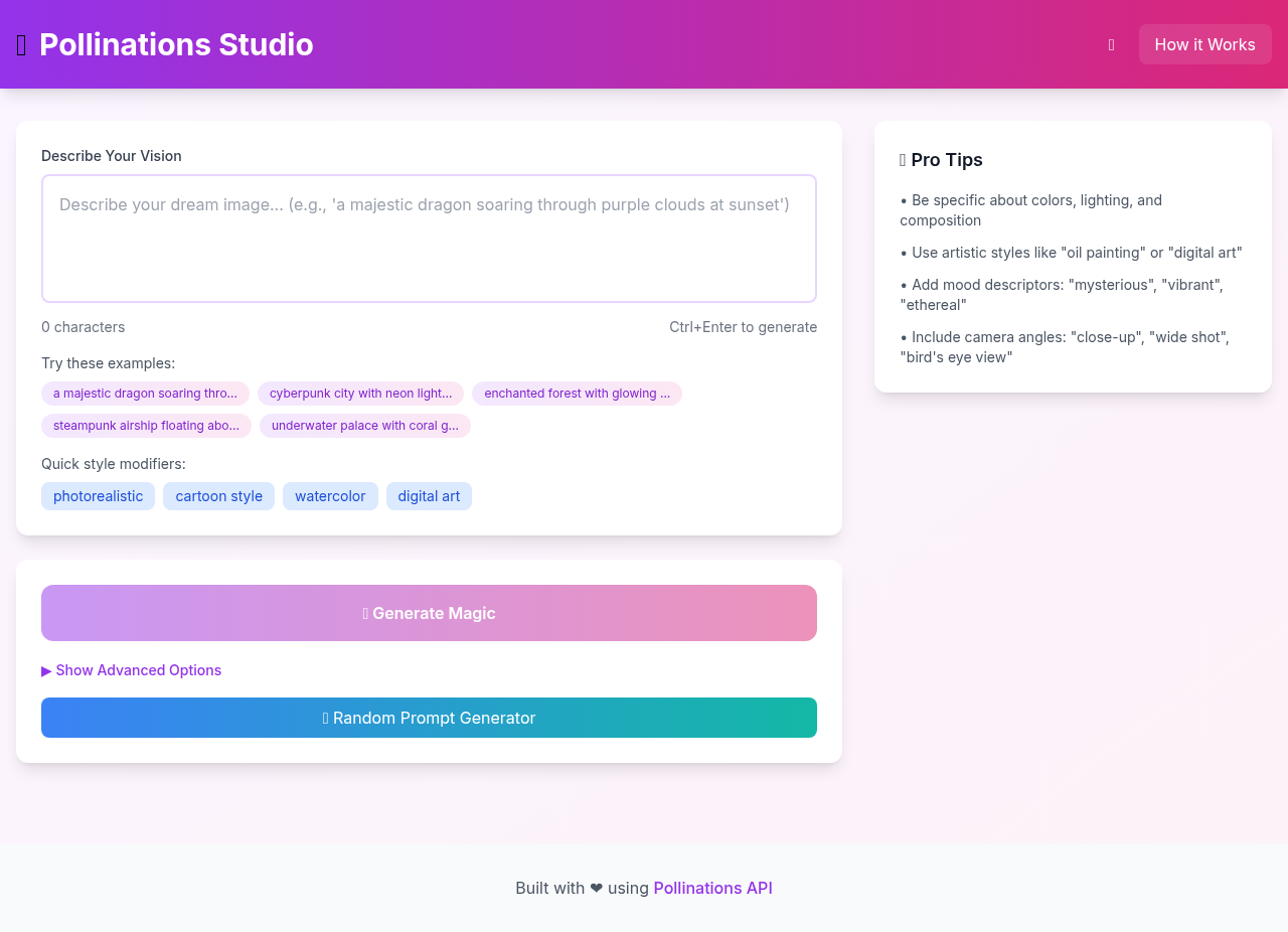 pollinations-studio app