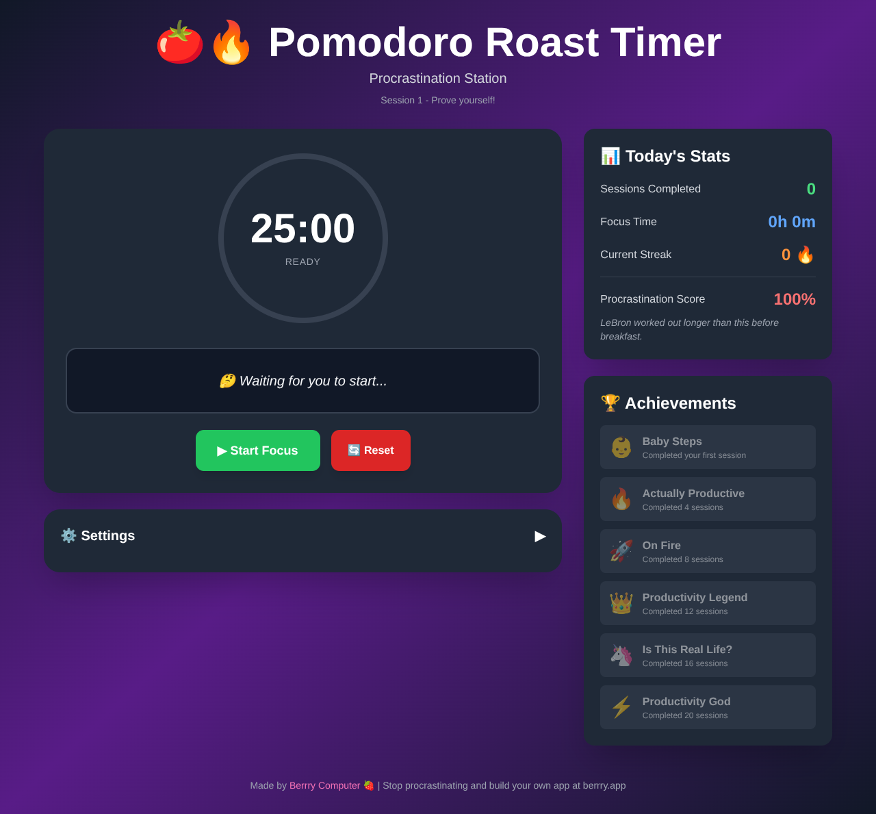 pomodororoast app