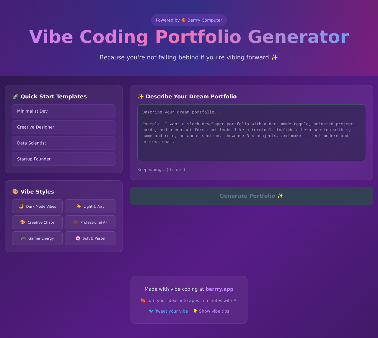 portfoliovibe app