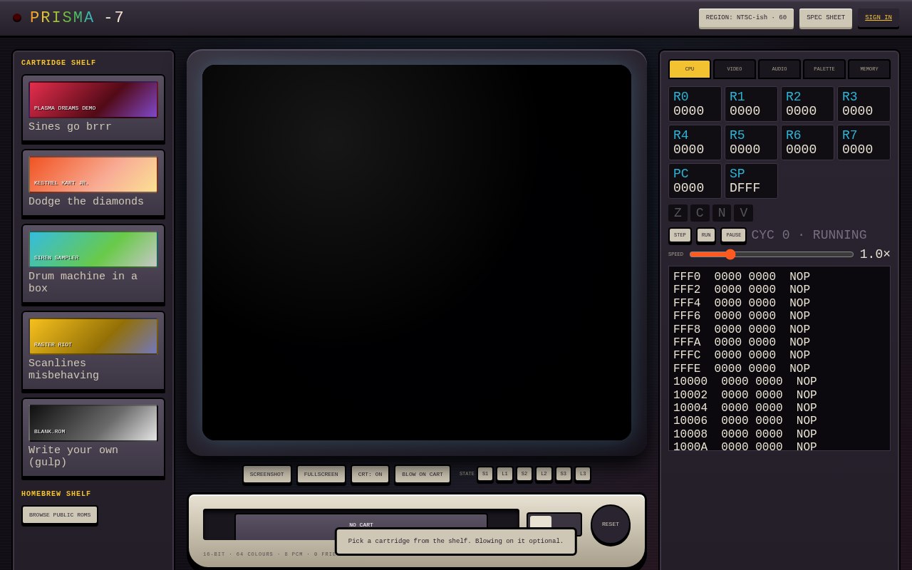 PRISMA-7 Emulator screenshot