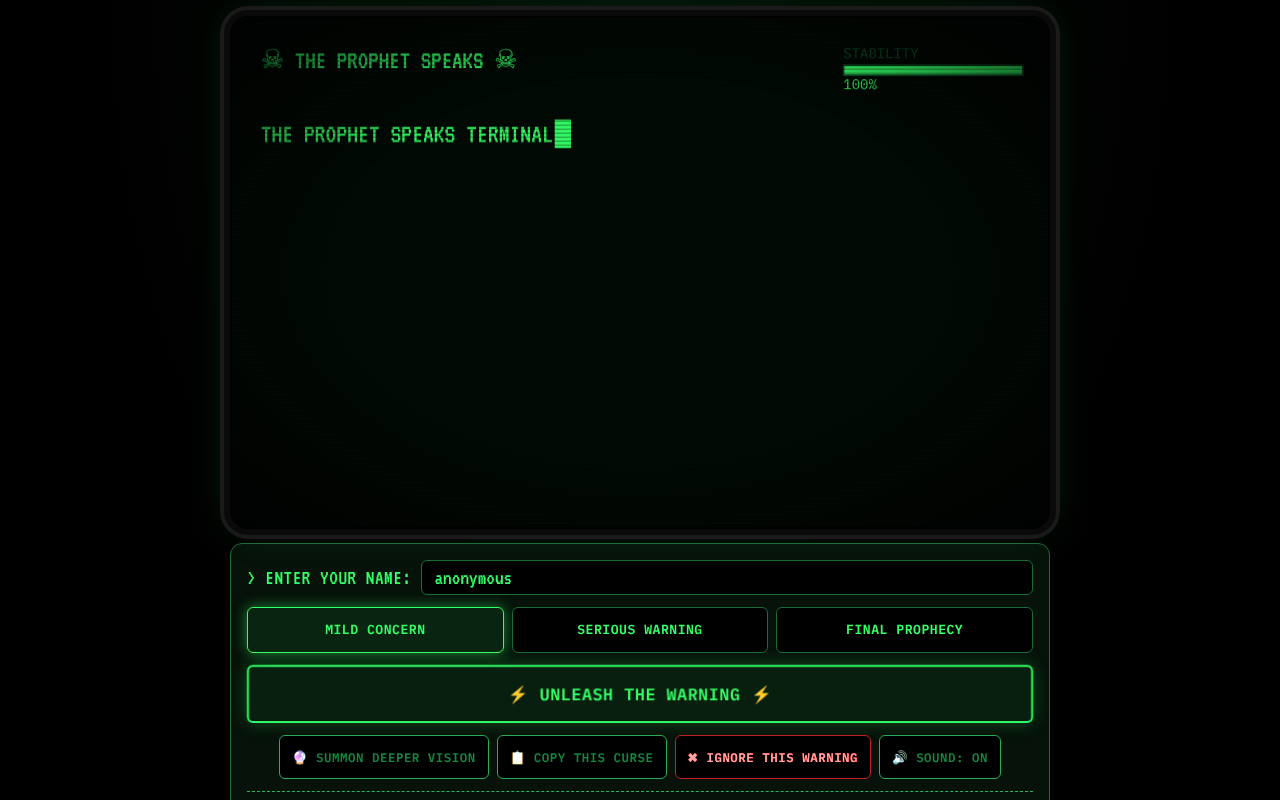 prophet-warning-terminal app