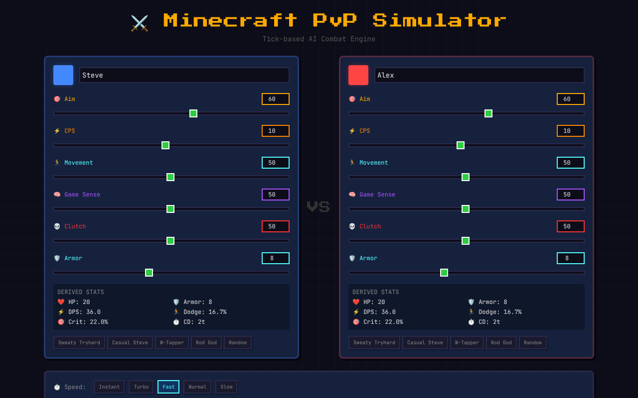 ⚔️ Minecraft PvP Simulator