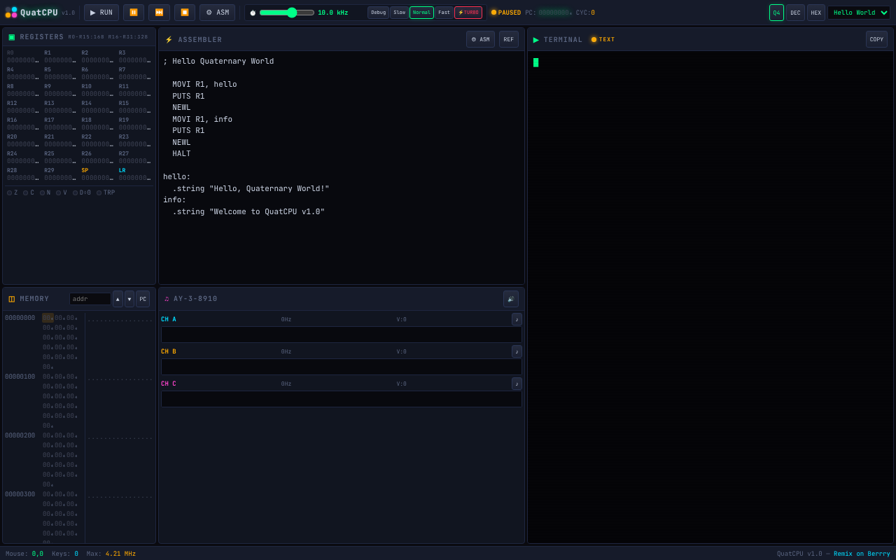QuatCPU Emulator screenshot