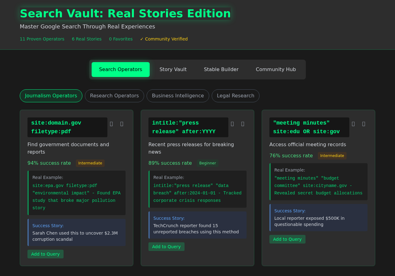 Search Story Vault screenshot